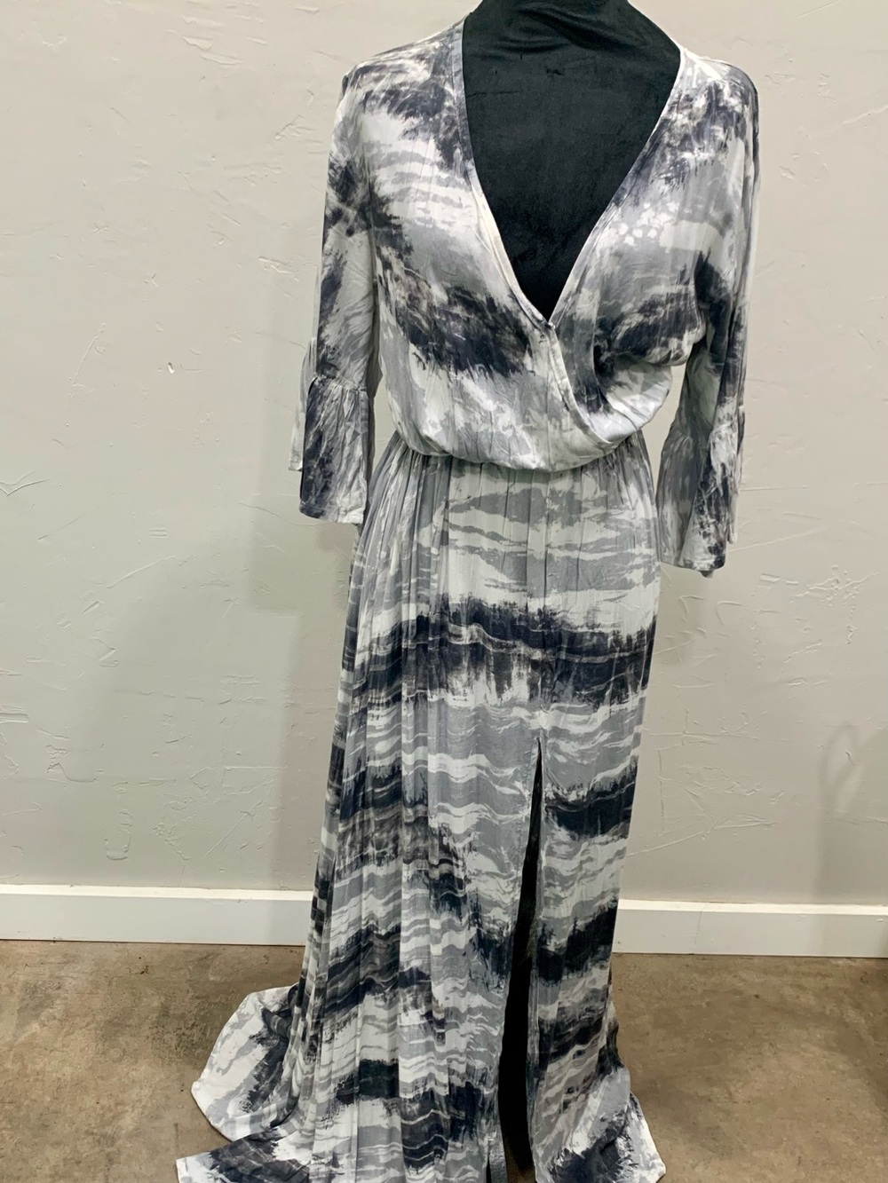 Tiare Hawaii Black & White Tie-Dye Maxi Dress